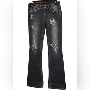 Silver Aiko Low-Rise Medium Wash
Distressed Flare Jeans Size 27x35